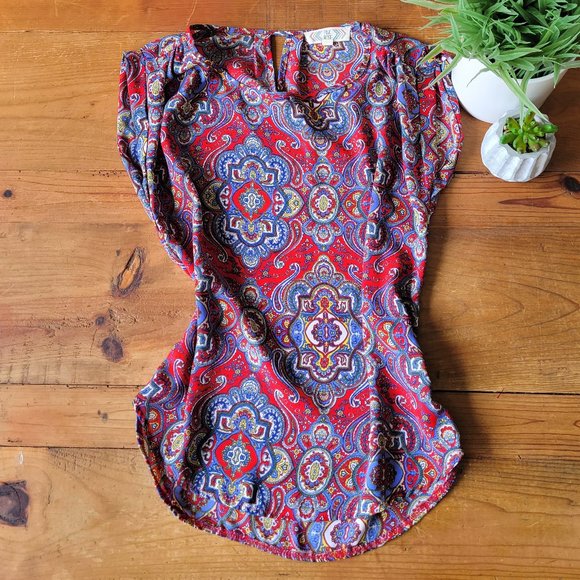 Boho Design Short Sleeve Top - Picture 1 of 5